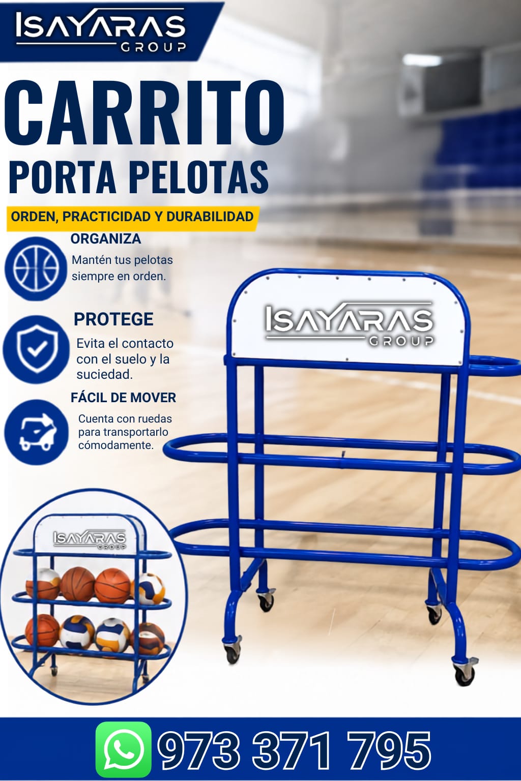 🏀 CARRITO PORTA PELOTAS METÁLICO — ISAYARAS GROU
